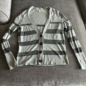 Grey striped Loft light weight cardigan